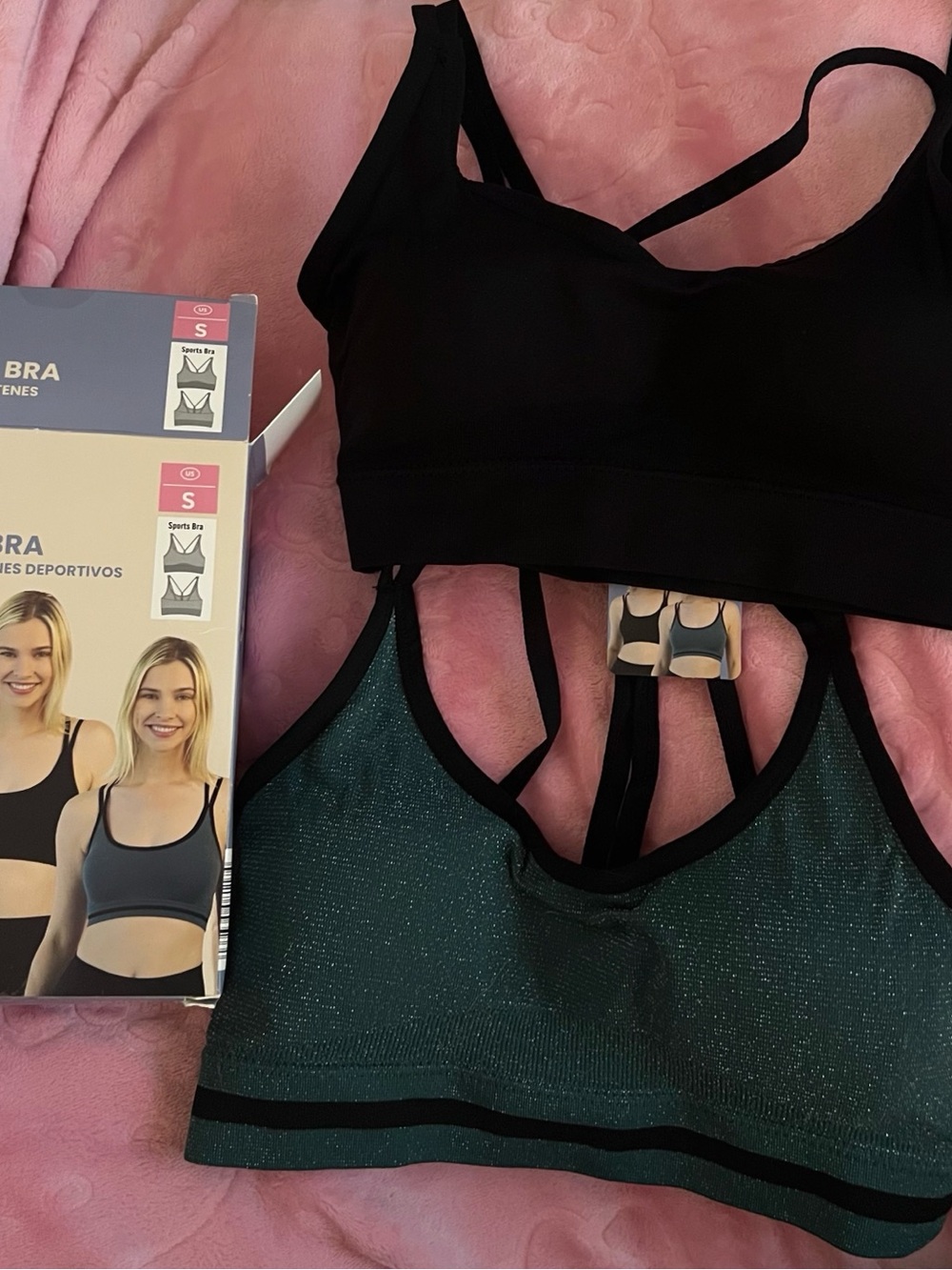 Women's Sparkle Green & Black Sports Bralette